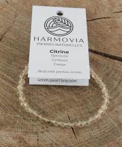 Bracelet Citrine Naturelle - Perles 4mm, 1 pièce